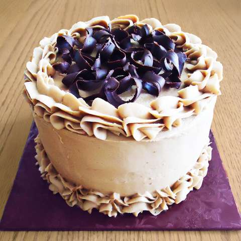 Cakes category: 6-Inch Dark-Chocolate Layer Cake with Mocha Buttercream and Dark-Chocolate Curls